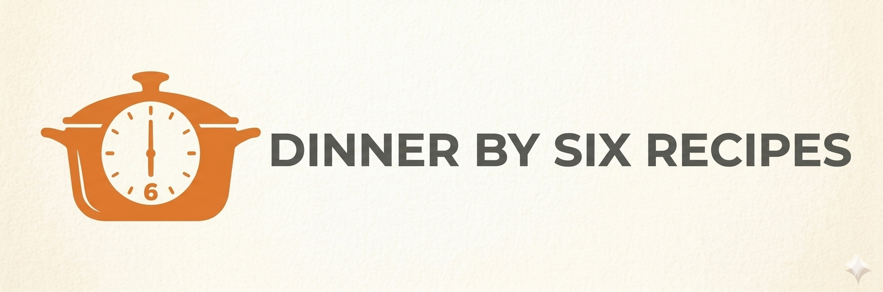 Dinner By Six Recipes logo — a Dutch oven with a clock face